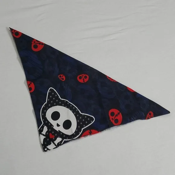 VTG Hot Topic Skelanimals Kit The Cat Square Bandana Scarf Accessory Sz 20"x 20" - Picture 9 of 16